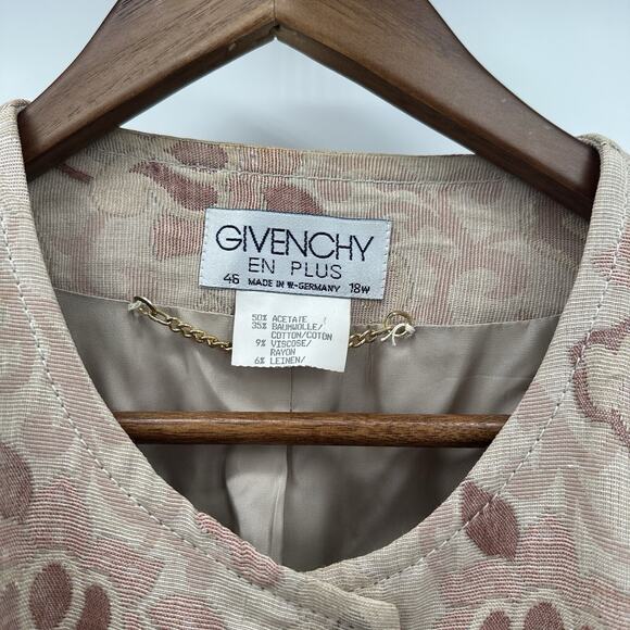 Vintage Givenchy En Plus Jacket Womens 18W Floral Jacquard Gold Button Linen - Picture 4 of 12